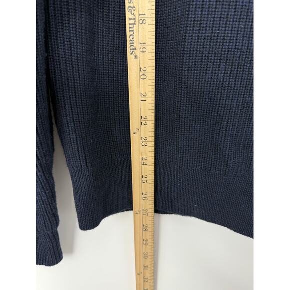 Alps & Meters Patrol Sweater Men’s M Navy Merino Wool Canvas Panel Ski Style - Picture 6 of 9